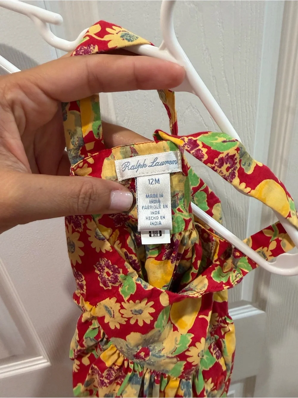 Ralph Lauren Red Floral Lemon Pinafore Romper